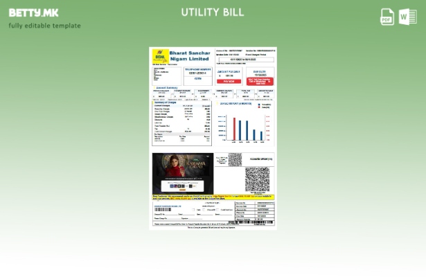 Модерен стил Индија Bharat Sanchar Nigam Limited шаблон за збор верзија на сметк